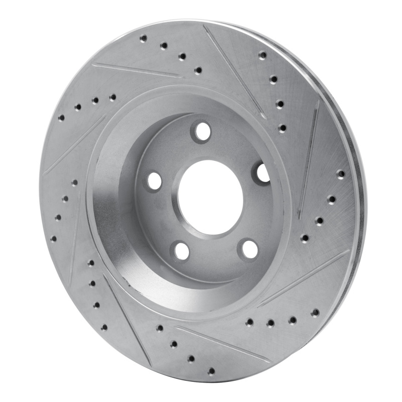 Jeep Wrangler Brake Rotor (1) - Front Left - R1 Concepts - Drilled & Slotted - Silver - `12-`18